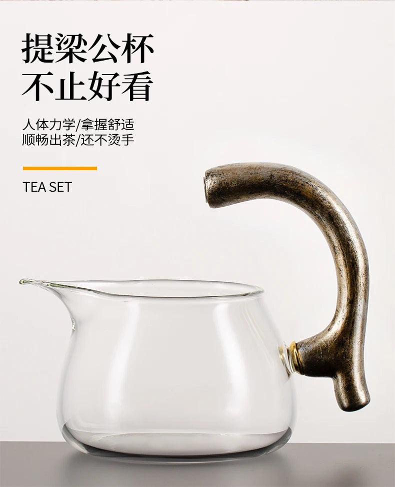 Glass Kung Fu Tea Set with Magnetic Suction Teapot and Tea Cups 900ml