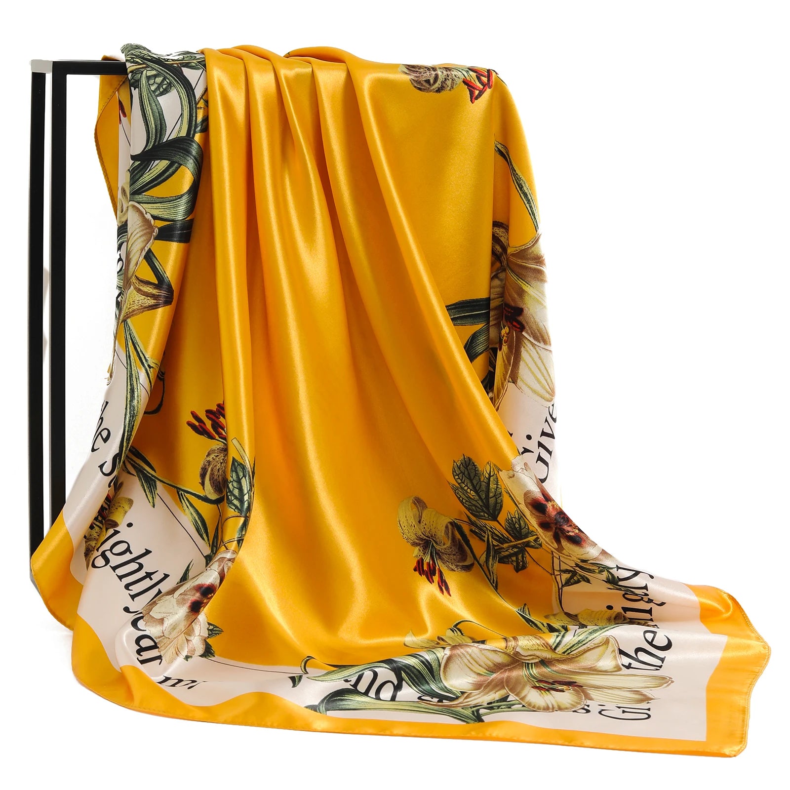 Women Scarf Silk Feeling Hair Neck Square Brand Office bandanna muffler Waiter Flight Attendants Handkerchief Rings wrap