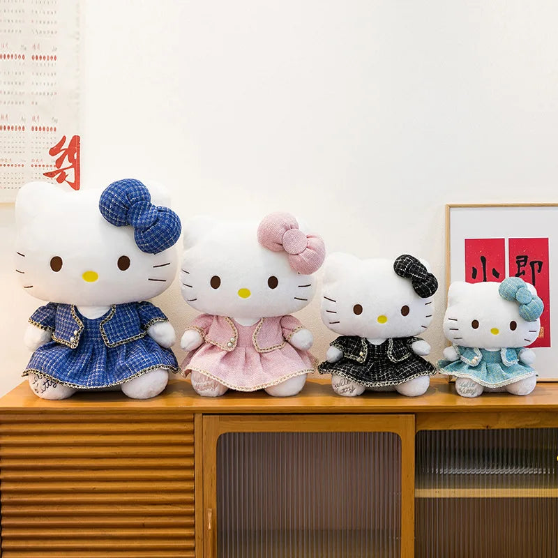 Sanrio Kawaii Hello Kitty Stuffed Doll Cute Princess Style KT Cat Plush Toy Anime Cartoon Kitten Doll for Kids Birthday Gift