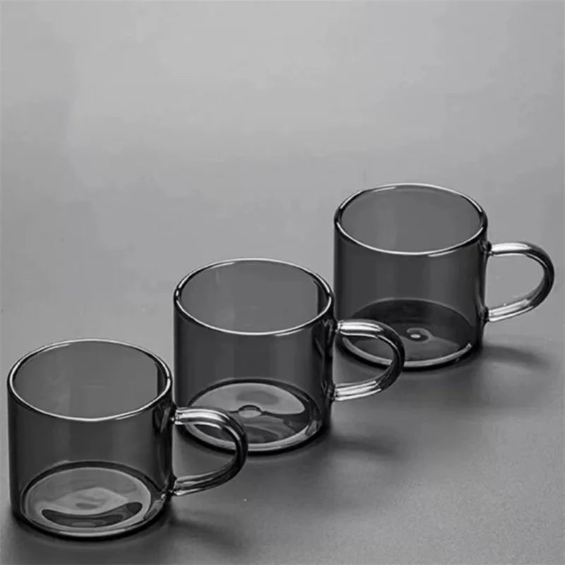 6pcs/Set 80ml High Borosilicate Black Small Glass Teacup Chinese Kung Fu Tea Flower Tea Water Cup Tea Set Accessories Teaware
