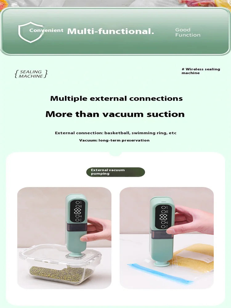 Portable USB Rechargeable Vacuum Sealer – Automatic Food & Snack Sealing Machine with 10 Vacuum Bags, 60KPa Strong Suction