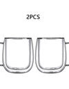 250/400ml Clear Double Wall Glass Cup Home Coffee Milk Mug With Handle Hot Cold Beverage Juice Drinkware Cup Set Of 1/2/4pcs