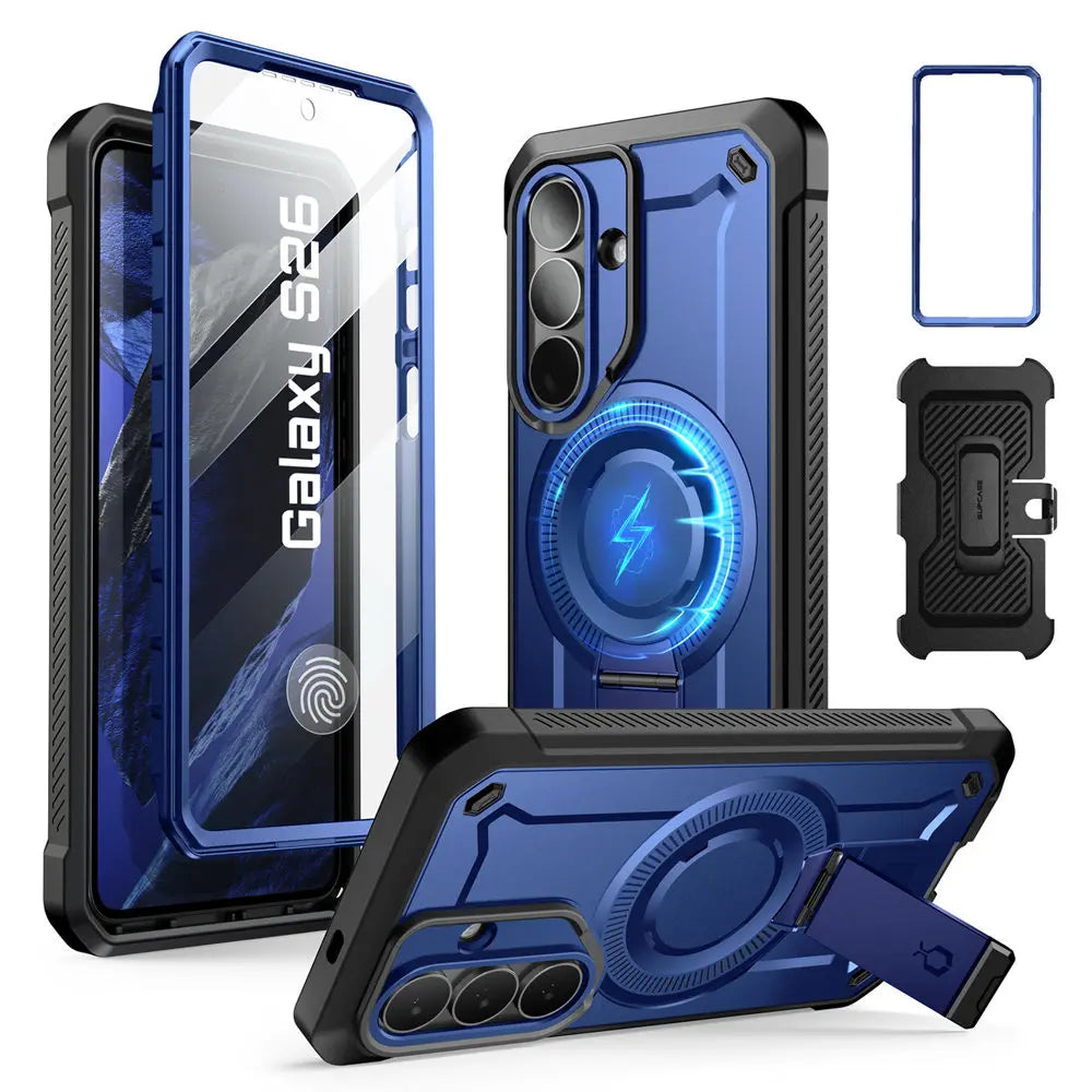 Rugged Magnetic Phone Case with Kickstand Screen Protector and Belt Clip for Samsung Galaxy S26