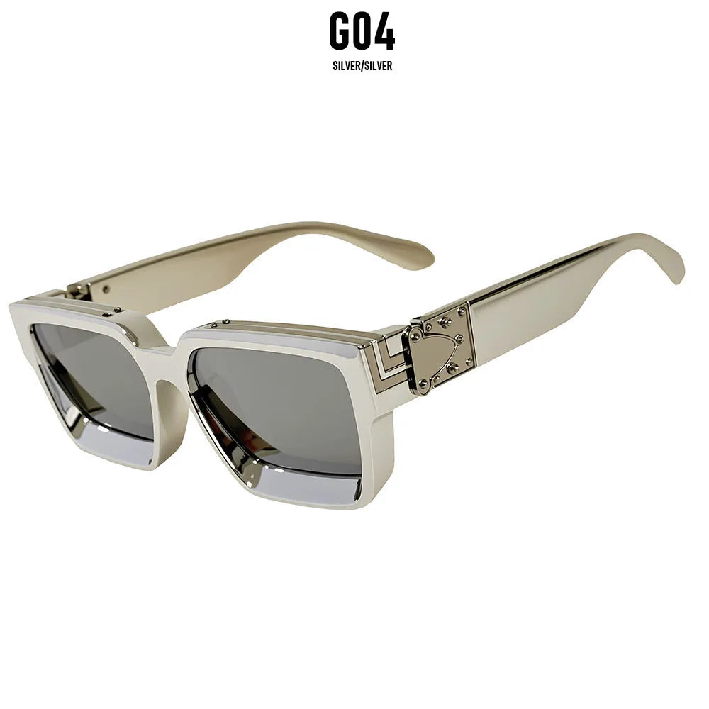 Vintage Square Thick Frame Sunglasses With UV400 Protection