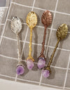 1 Pcs Crystal Head Spoon Vintage Carved Alloy Coffee Spoon Ice Cream Dessert Tea Dining Kitchen Accessories