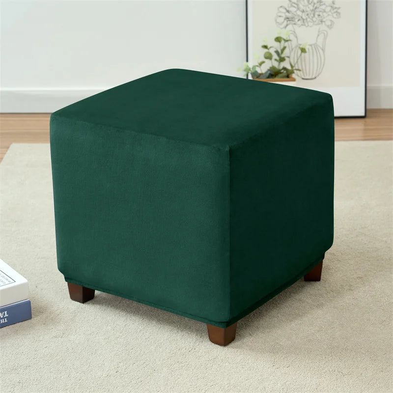 1PC Stretch Square Ottoman Stool Covers Super Soft Velvet stool Cover Elastic All-inclusive Footrest Slipcovers for Living Room