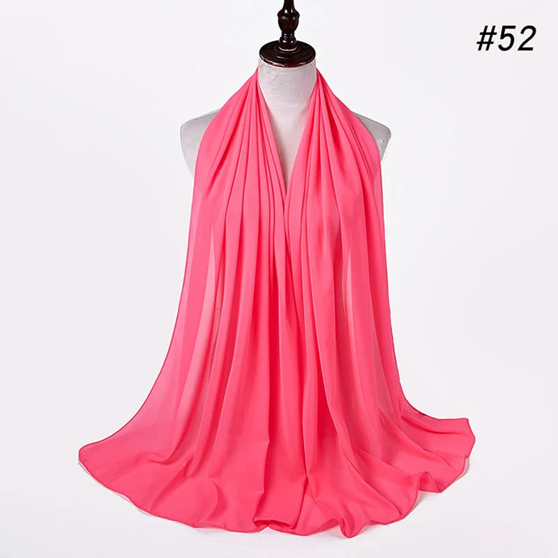 Muslim Chiffon Hijab Women Bubble Chiffon Scarf For Women Ladies Veil Muslim Islam Solid Color Malaysia Wrap Scarves