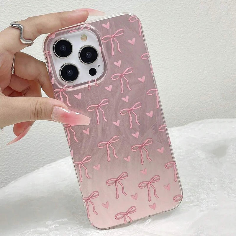 Case for iPhone 17 16 Butterfly Bow Print Phone Cases for iPhone 17 Air 15 14 16E Cover
