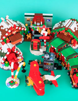 Christmas Village House Building Blocks Sleigh Reindeer Tree Present Car Wreath Fireplace Gingerbread Man Bricks Toys  Gift