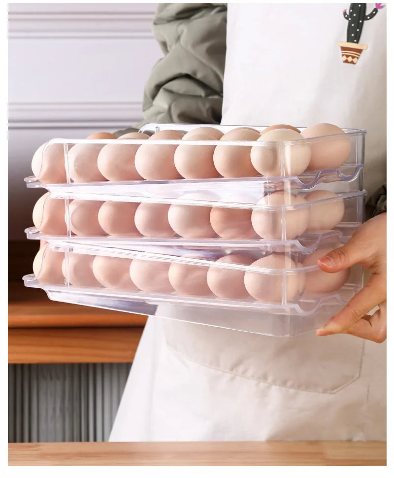 Portable Rolling Egg Storage Box – Kitchen Refrigerator Egg Holder Organizer Food Storage Container