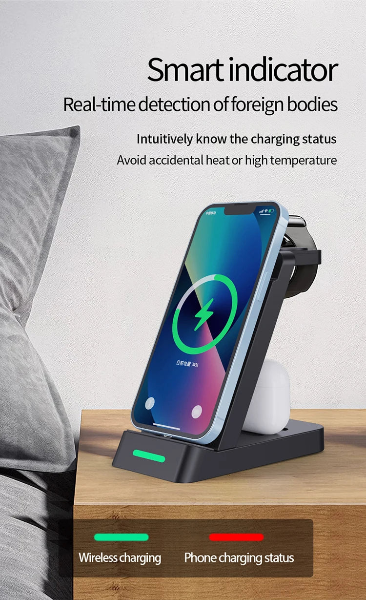 Wireless Life, one touch charge, triple charge, one machine done, three-in-one multi-functional wireless charger