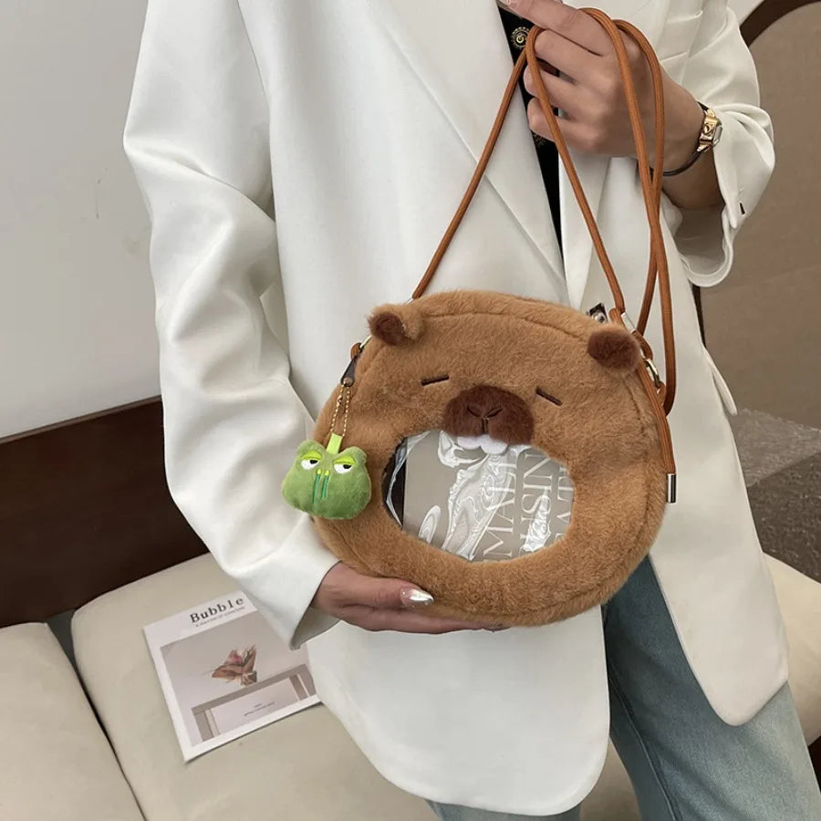 Kawaii Capybara Plush Backpack Soft Shoulder Bag