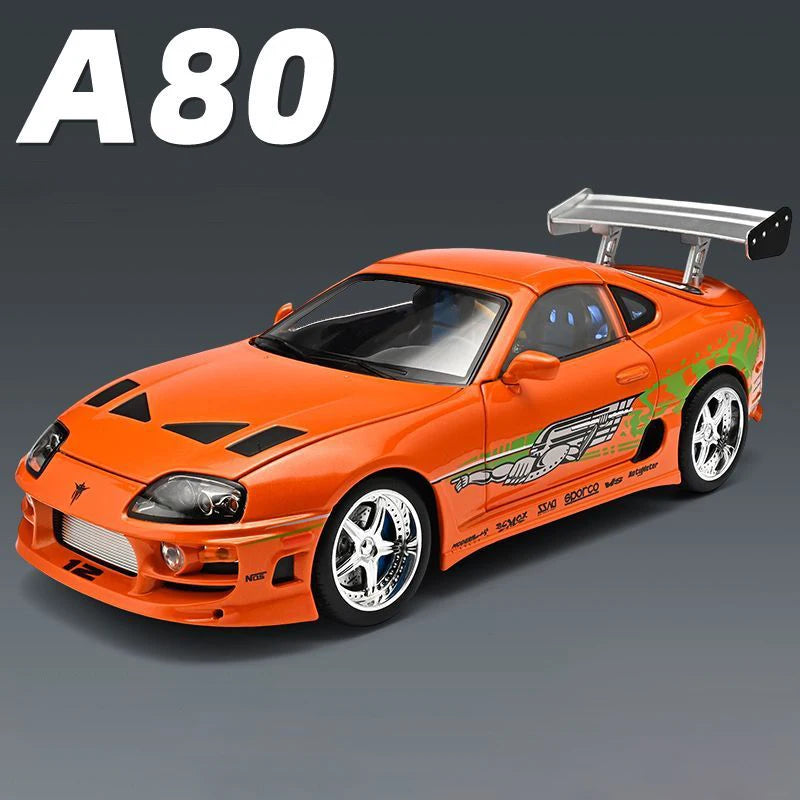 1 24 Scale Supra A80 JDM Supercar Diecast Pull Back Model Car with Sound and Light