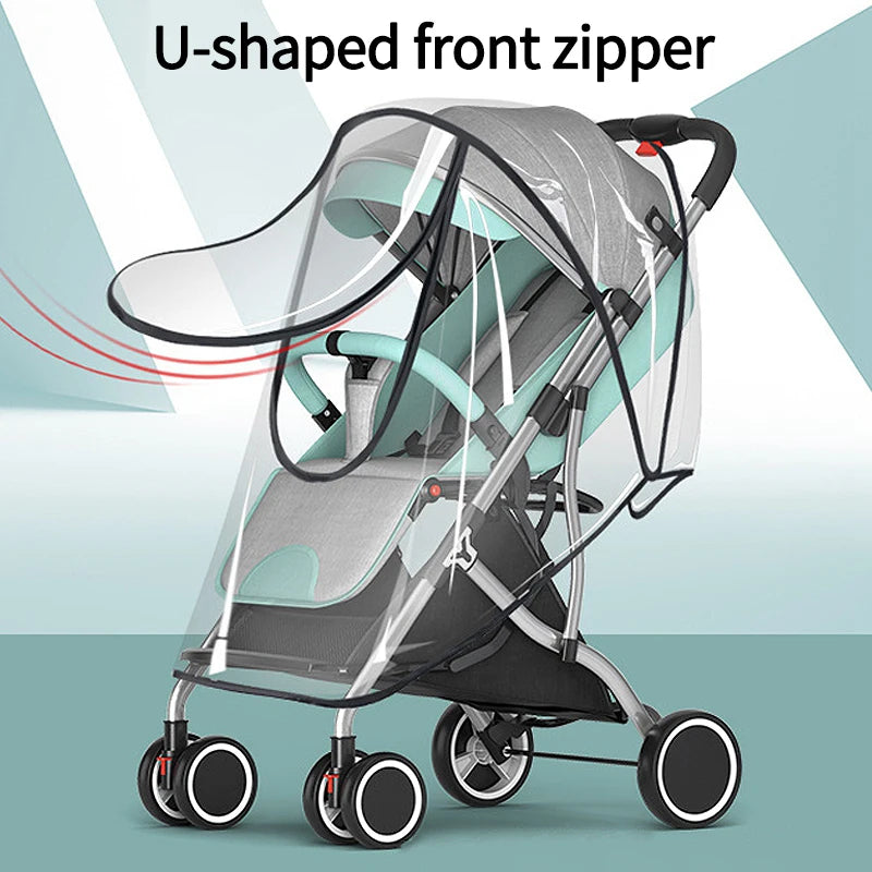 Stroller Rain Cover Transparent Wind Dust Shield Universal Trolley Umbrella Raincoat  Seat Cover Sunshade Breathable