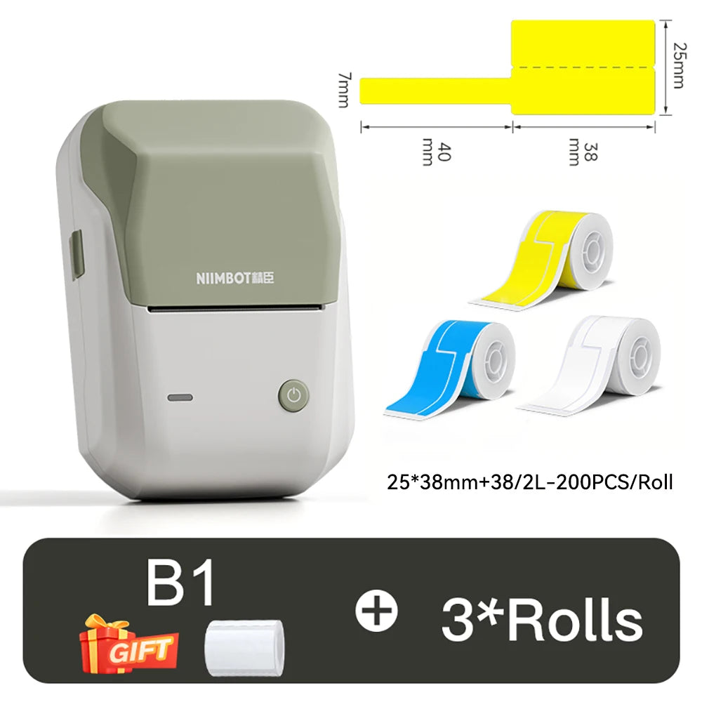B1 Mini Thermal Label Printer, Bluetooth Wireless Sticker Maker 25–50mm, Portable Inkless Label Printer for Cable Management & Business