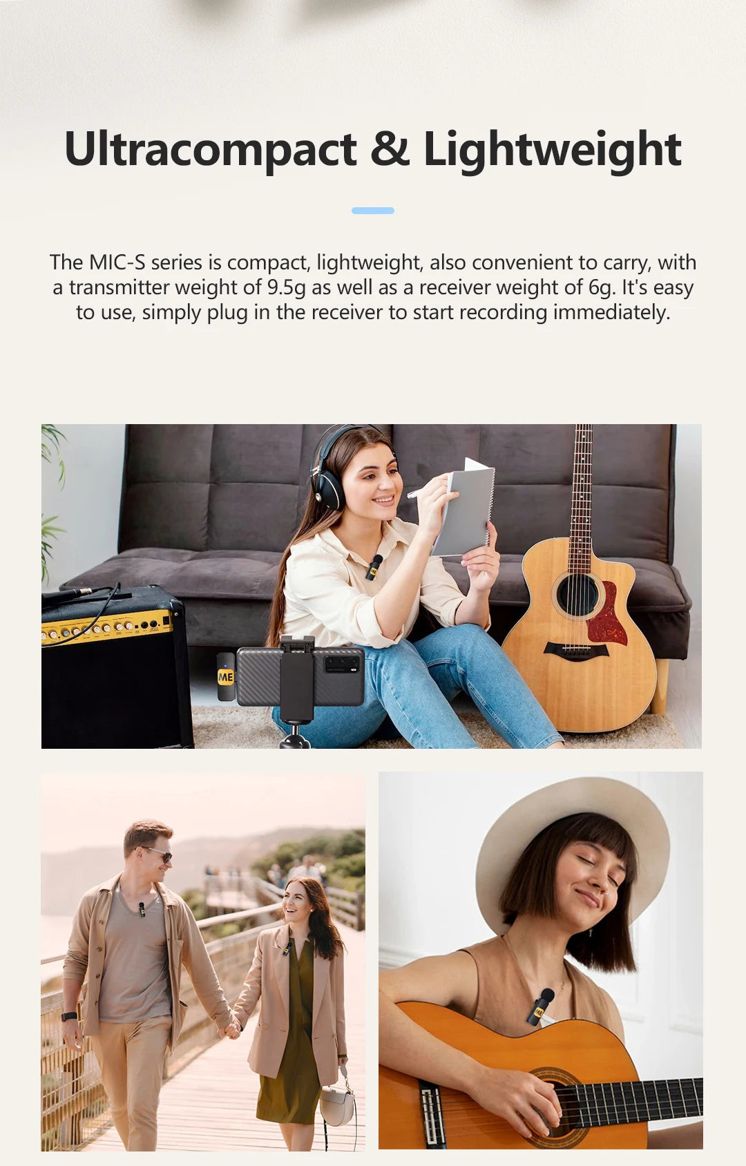 MIC-S Wireless Lavalier Lapel Microphone for iPhone iPad Android PC Laptop Computer Gaming Live Streaming Youtube Recording