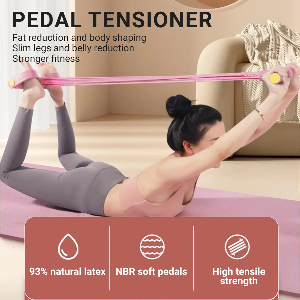 6-Tube Resistance Bands Yoga Pedal Puller Abdomen Waist Arm Training Elastic Pull Rope fitness Exercise At Home
