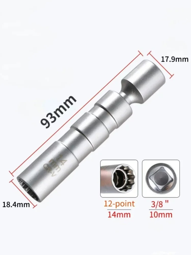 14mm 16mm Spark Plug Removal Tool Wrench  Sleeve 3/8-Inch 12-Point Swivel Candle Key 16mm Pull Out Spark Plugs