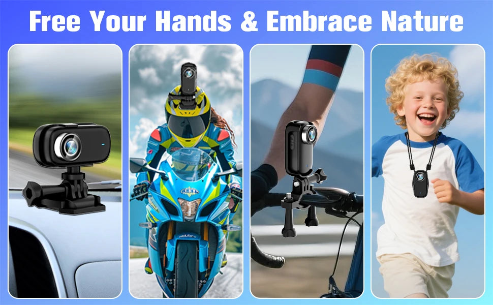 4K Mini Thumb Sports Camera Waterproof Magnetic Pocket Action Camera Wearable Body Cam for Motorcycle Helmet Cycling