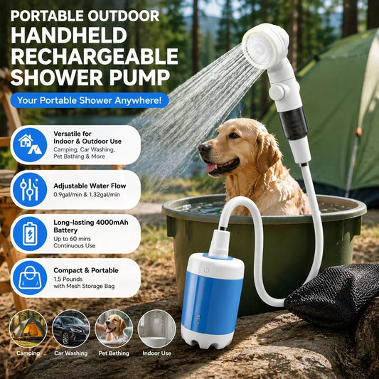 Portable Rechargeable Handheld Outdoor Camping Shower Kit