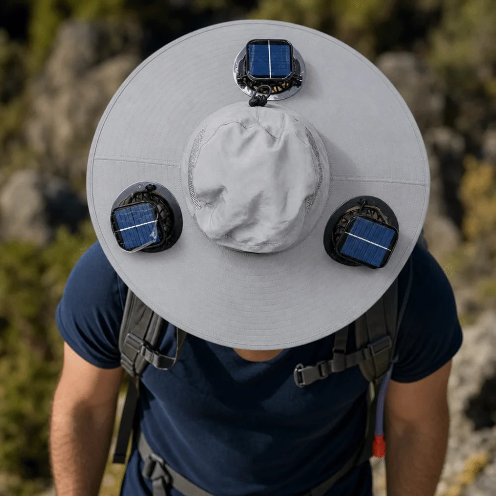 Three Fan Solar Cooling Sun Hat With USB Charging