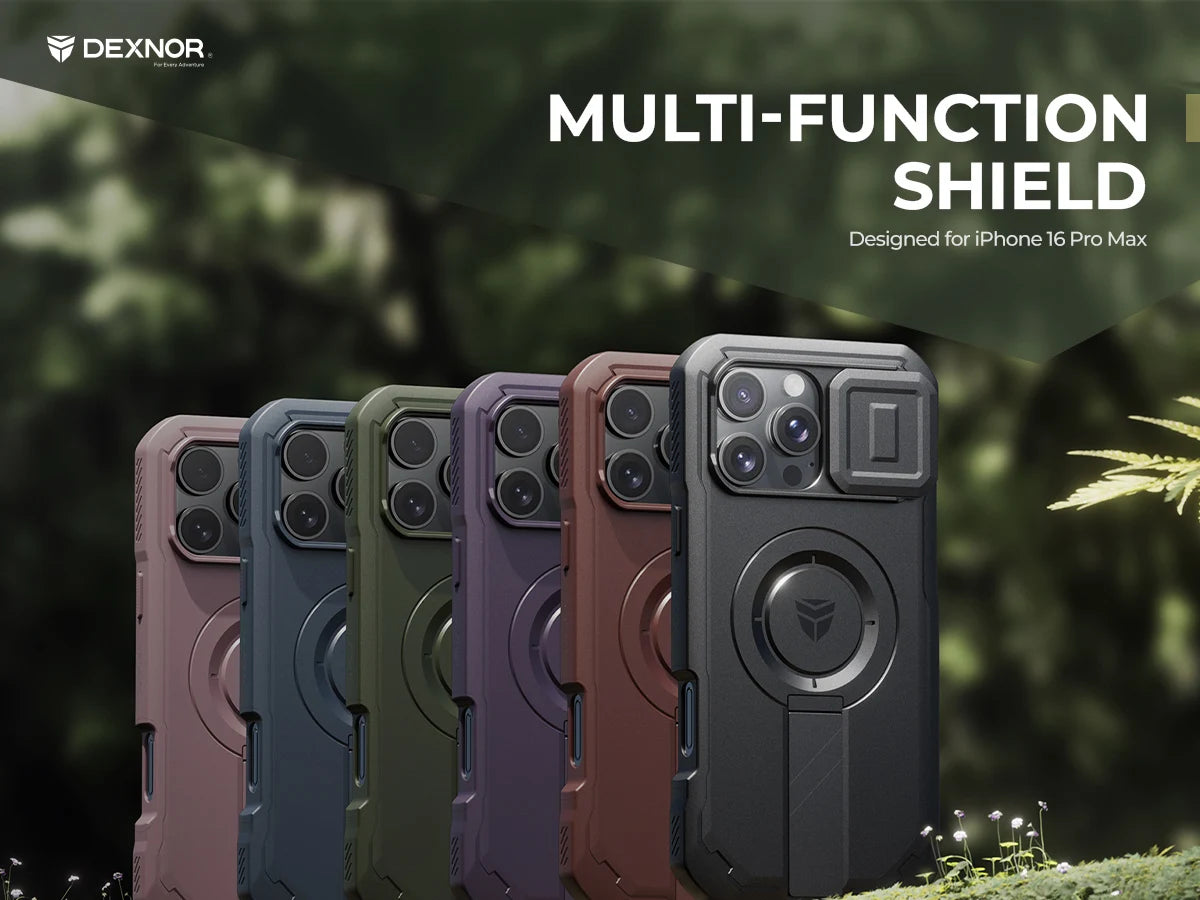 For iPhone 16 Pro Max Rugged Armor Shockproof Case with Built-in Sliding Camera Cover and Built-in Screen Protector Kickstand