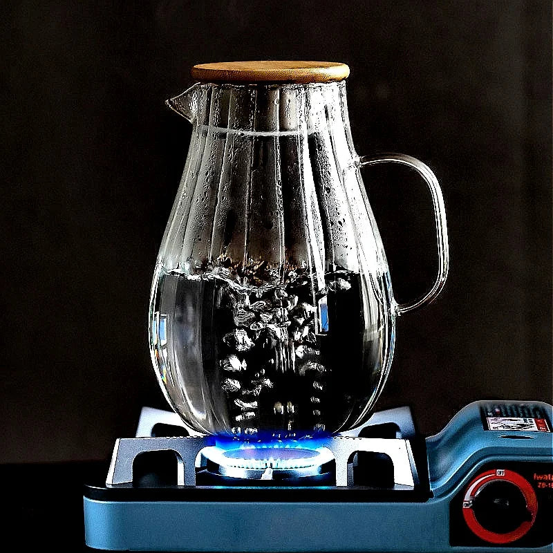 Large Capacity 1700ml Vertical Stripes Glass Water Pitcher