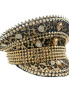 Leopard Print Festival Captain Hat Rhinestone Unisex Wedding Military Cap Steampunk Sergeant Hat Music Bride Masquerade Headwear