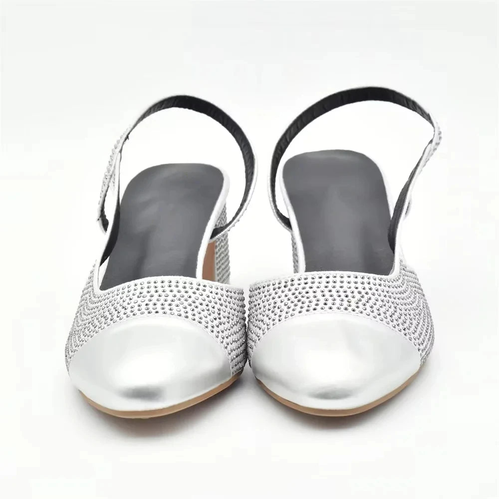 Silver Shoe and Bag Set for Party in Women Shoes and Bags Set for Women Italian African Women Wedding Shoes with Rhinestone