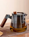 600ml Walnut Wooden Handle Lid Filter Glass Teapot Tea Water Separation Glass Tea Pot Office Kung Fu Tea set Teaware