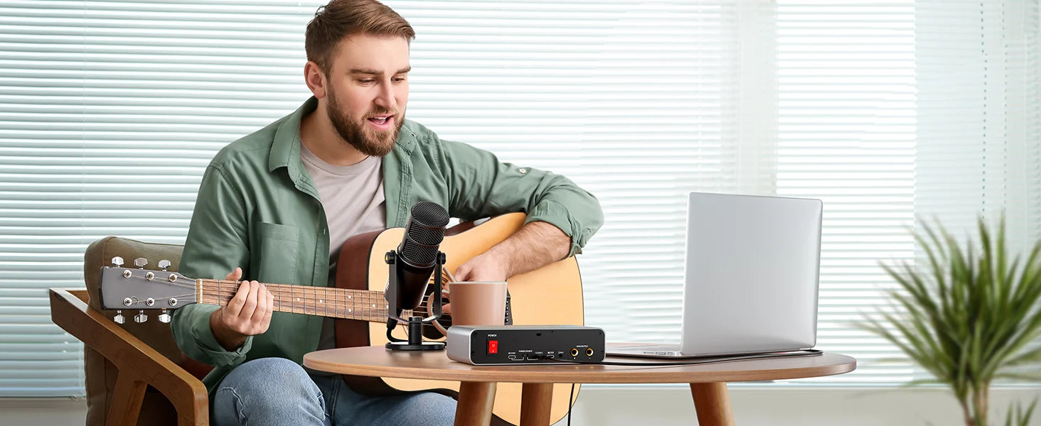 PS22 USB Audio Interface for PC,60dB Pro-Preamp, 24bit 192kHz,Dual USB Interface for PC and Smartphone, Routing Software