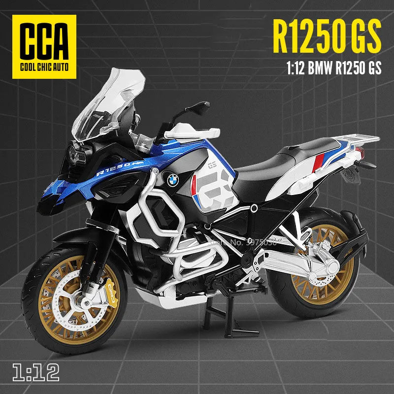 1:12 BMW R1250 GS Alloy Scale Motorcycle Model Toy Highly Simulated Static Motorcycle Model Wheel Suspension Collection