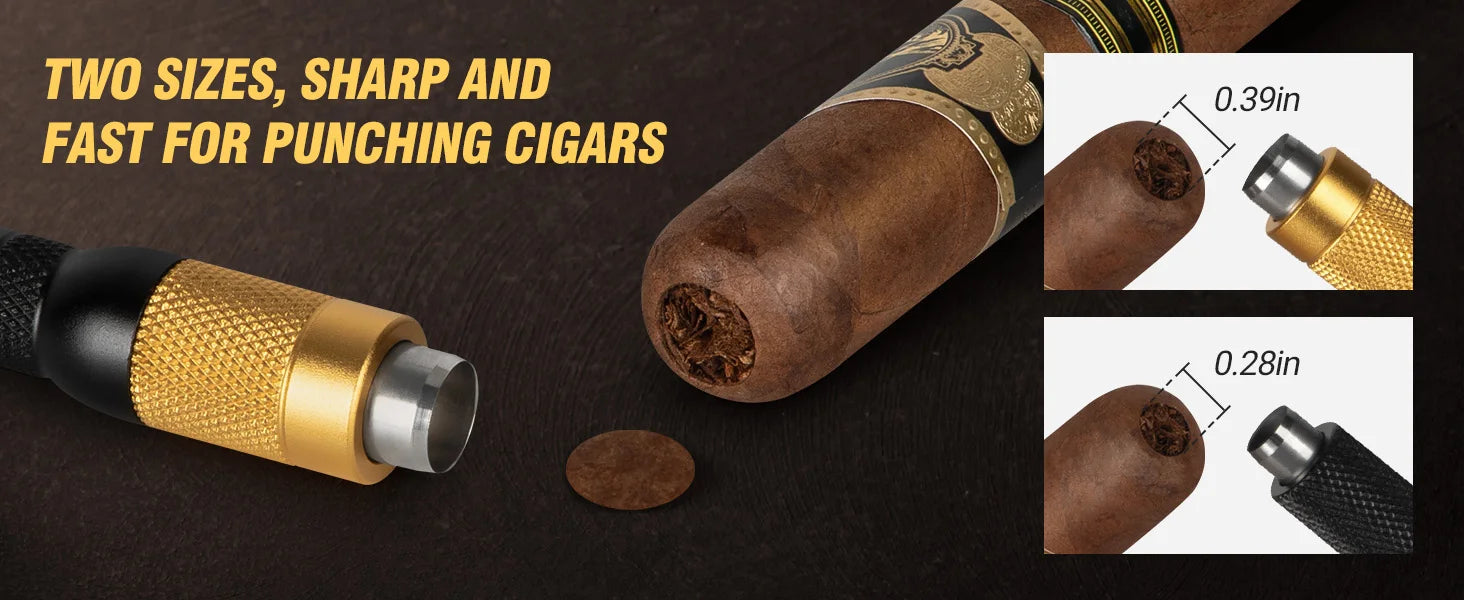 4-in-1 Cigar Draw Enhancer Tool Kit with Cigar Punch Tool,Twin Nubber,Stainless Steel Cigar Double End Punch