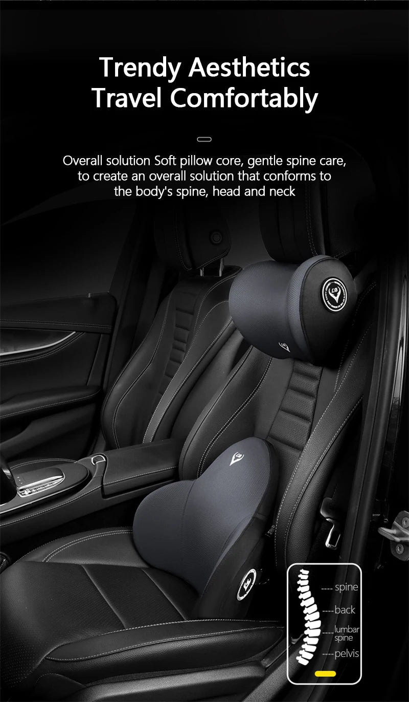 Car Electric Massage Neck Pillow Cushion Vibration Headrest Support Lumbar Seat Back Cushion Vehicle Supplies Travel Assecories