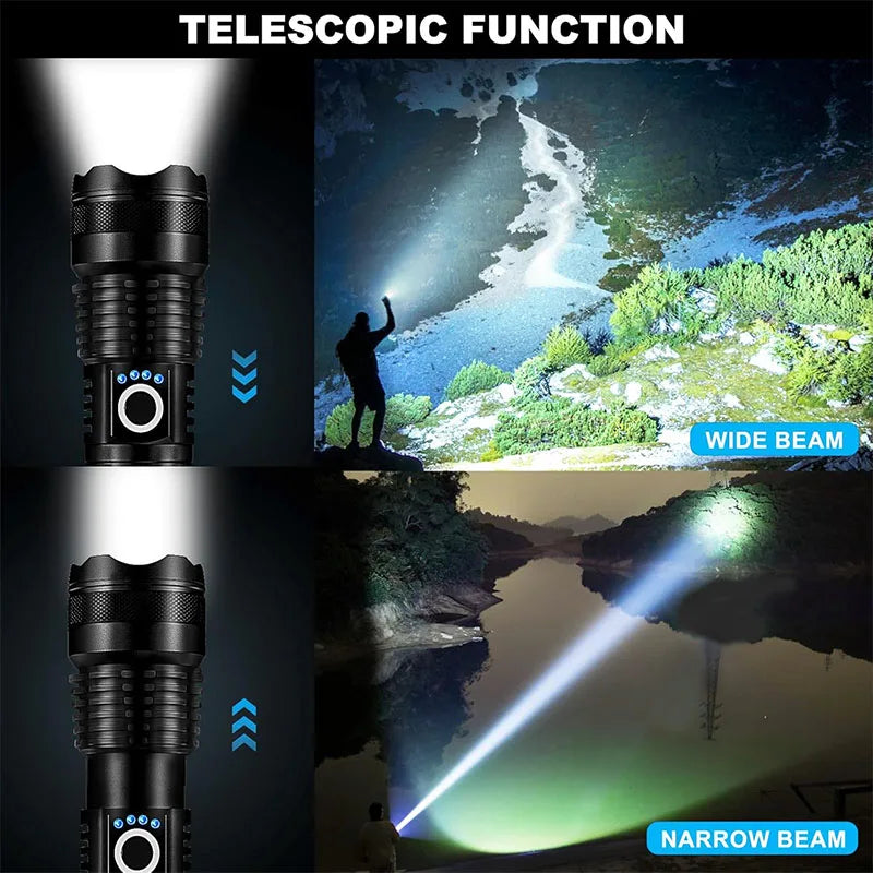 High Power Rechargeable LED Tactical Flashlight Aluminum Alloy Zoom Torch