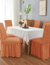 1PC Seersucker Chair Cover with Skirt Stretch Wedding Chairs Covers Dining Room Universal Size Seat Slipcovers for Banquet Party