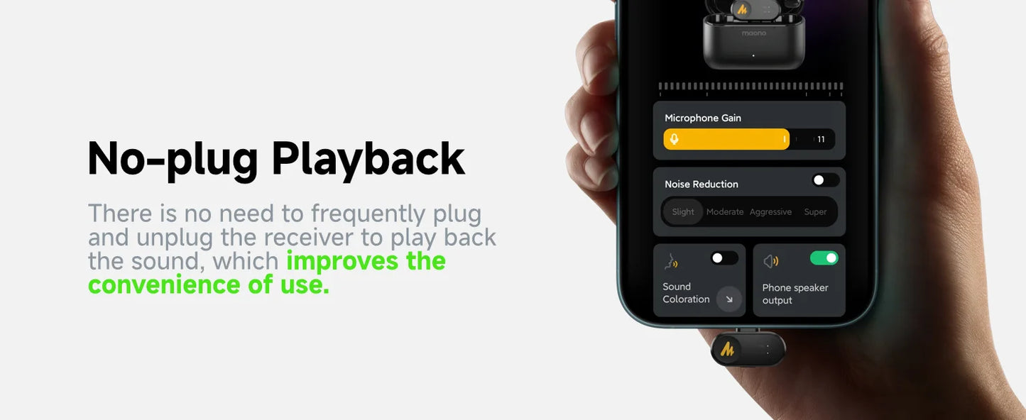 Wireless Lavalier Microphone with AI Noise Cancellation and App Control