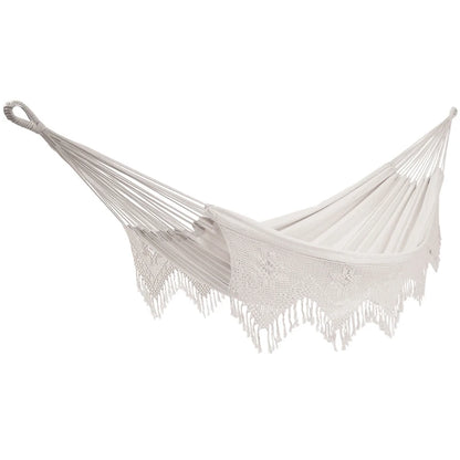 Premium Cotton Canvas Hammock with Woven Tassels for Home, Bedroom, Patio, Porch, Yard, Beach 2 Person Bohemia Style