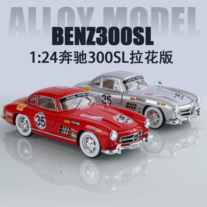 1:24 Mercedes-Benz 300SL Electroplated Version Alloy Diecast Classic Car Model Display Collection