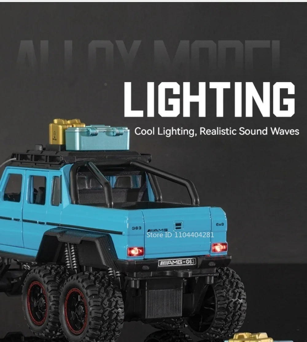 1:24 G63 G550 Diecast Alloy Miniature Model Toys Cars Sound Light Pull Back Doors Opened Off-road Vehicles Boys Birthday Present