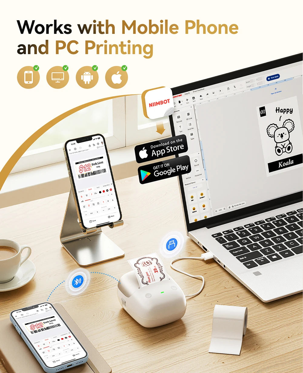 B2 Pro Label Printer 300 DPI, Bluetooth Wireless Thermal Sticker Printer, Red Black Photo Label Maker for Business & Home