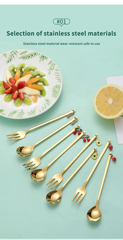 Cute Metal Pendant 304 Stainless Steel Spoon Hollow for Ice Cream Tea Dessert Coffee Scoops Kitchen Tableware Accessories