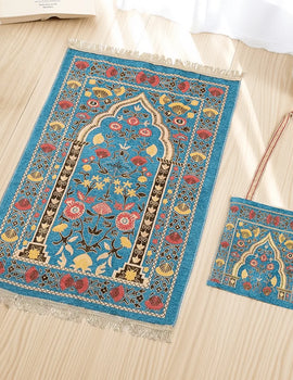 Prayer Rug Islamic Portable Muslim Prayer Rug Set with Elegant Bags Soft Carpet for Ramadan Islamic Muslim Great Gift for Family