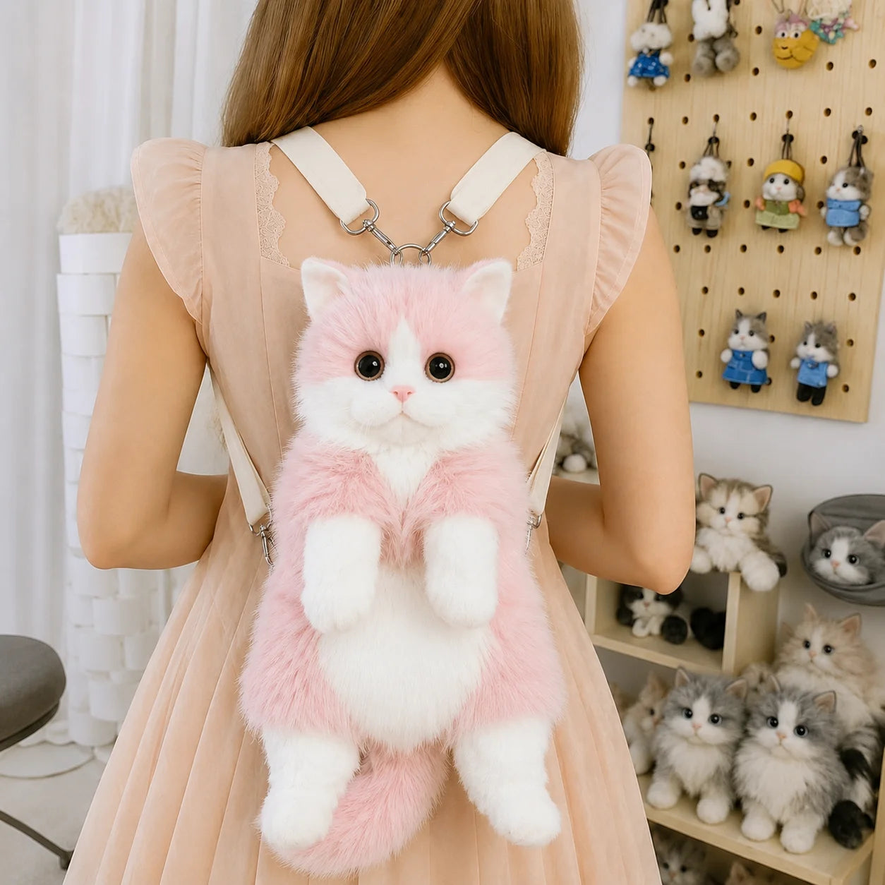 Cute Cat Plush Backpack Soft Shoulder Bag