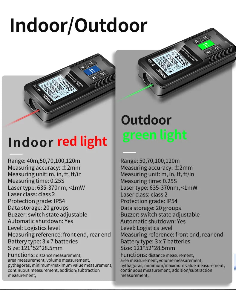 Laser Distance Meter 40m 50m 70m 100m 120m Rangefinder Digital Range Finder Trena Roulette Ruler Distance Measuring Tape