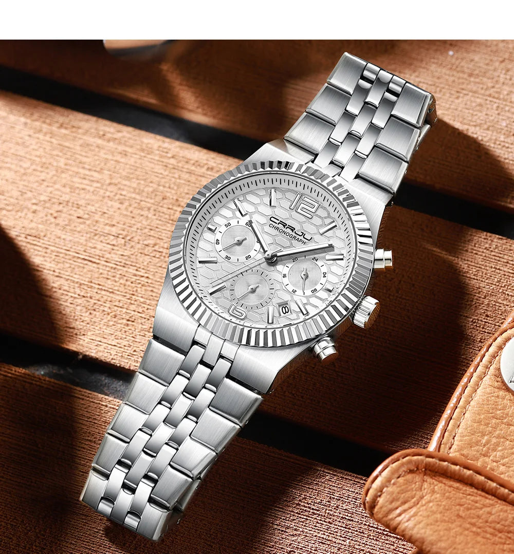 Classic Men's Automatic Date Watch Stainless Steel Quartz Elegant Round Case Luminous Versatile Fashion Night Light 2323