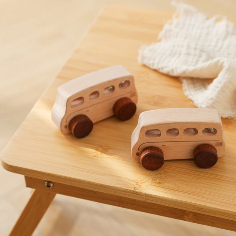 Baby Wooden Baby Toys NO Bpa  Cartoon Car Bus Montessori Toys Hand-pushed Wooden Handmade Carts Baby Room Decoration Baby Gift