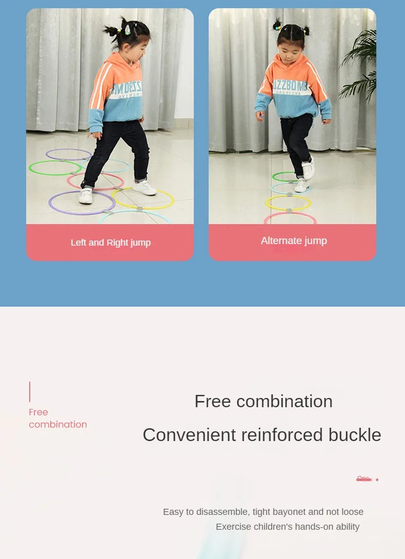 Outdoor s Funny Physical Training Sport Toys Lattice Jump Ring Set Game 10 Hoops 10 Connectors for Park Play Boys Girls