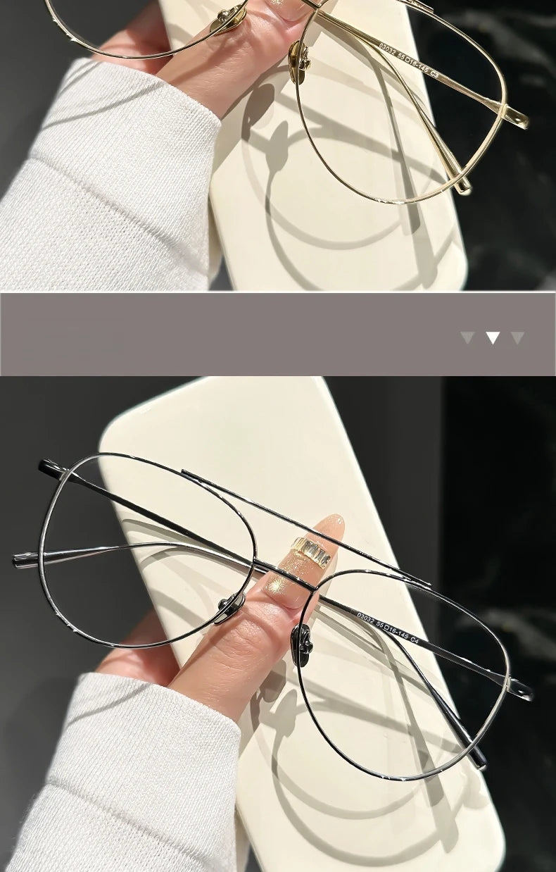 Retro Pilot Double Bridge Lightweight Titanium Eyeglasses Frames