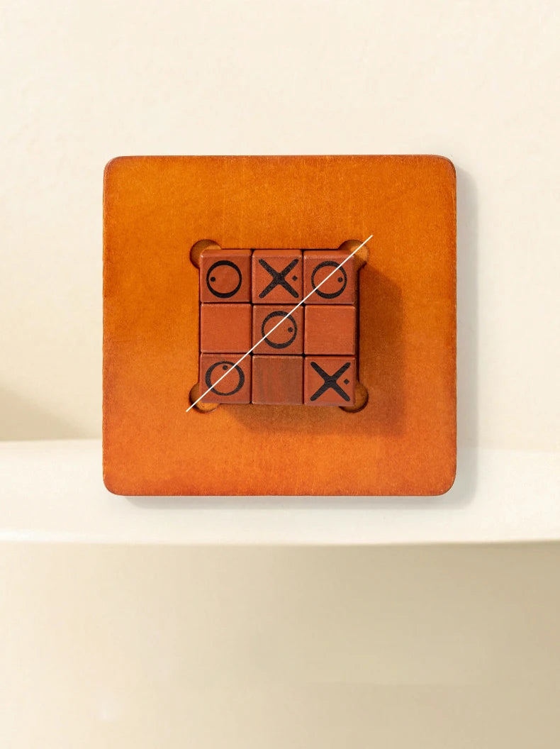 Wooden Push and Shove Tic Tac Toe Strategy Game